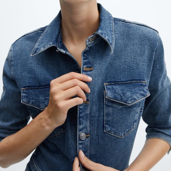 Mango Womens Long Denim Jumpsuit, Size XL - Picture 4 of 5